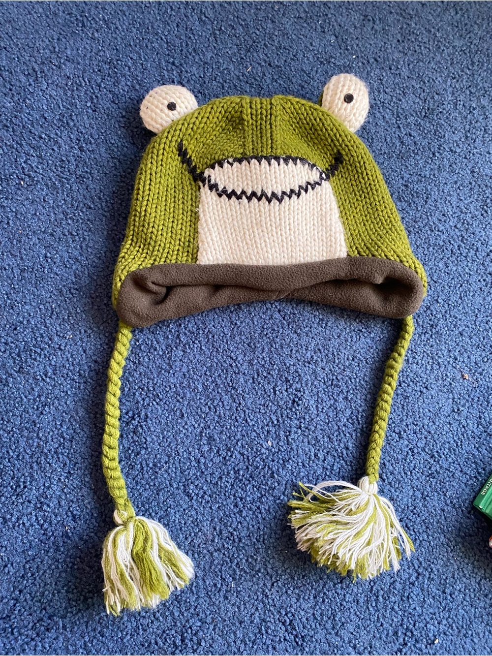 Wool kids hat Green Frog Earflap